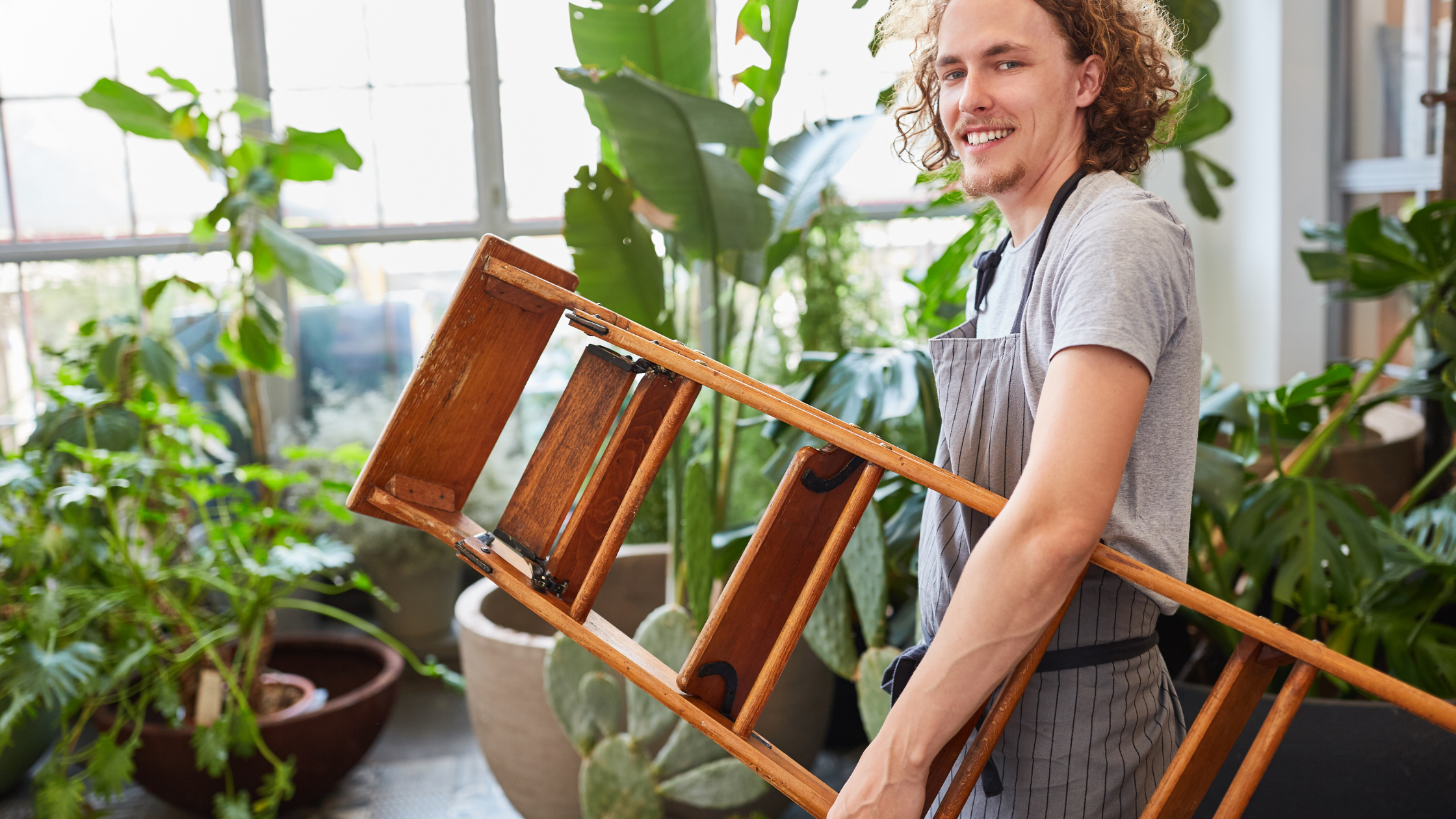 picture of a florist with a ladder