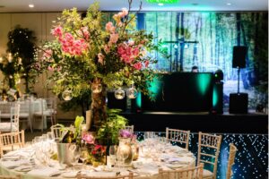 A woodland themed dinner at the Hurlingham Club London